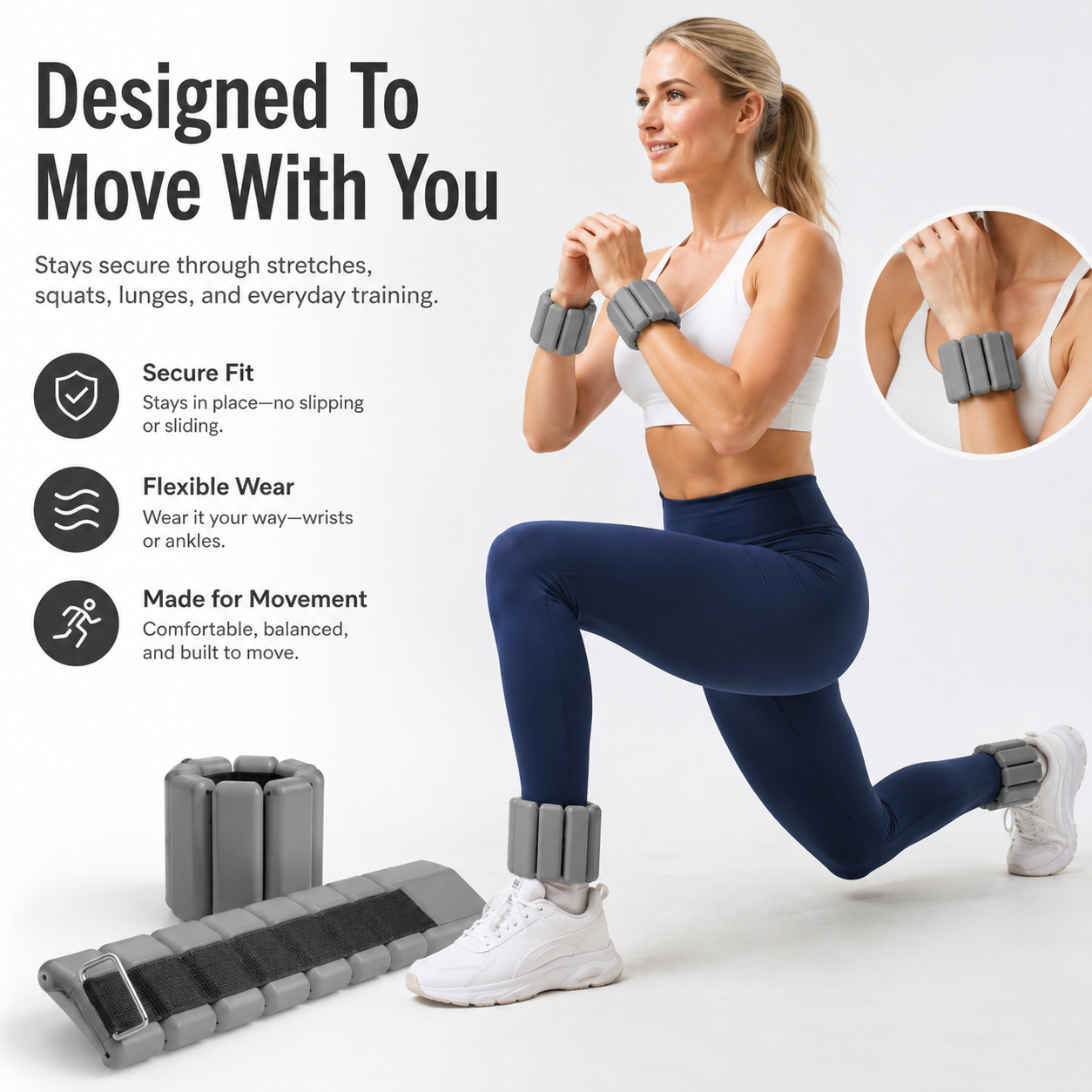 1LB Pair Silicone Weighted Bracelets – Adjustable Wrist & Ankle Weights for Walking, Yoga & Everyday Workouts