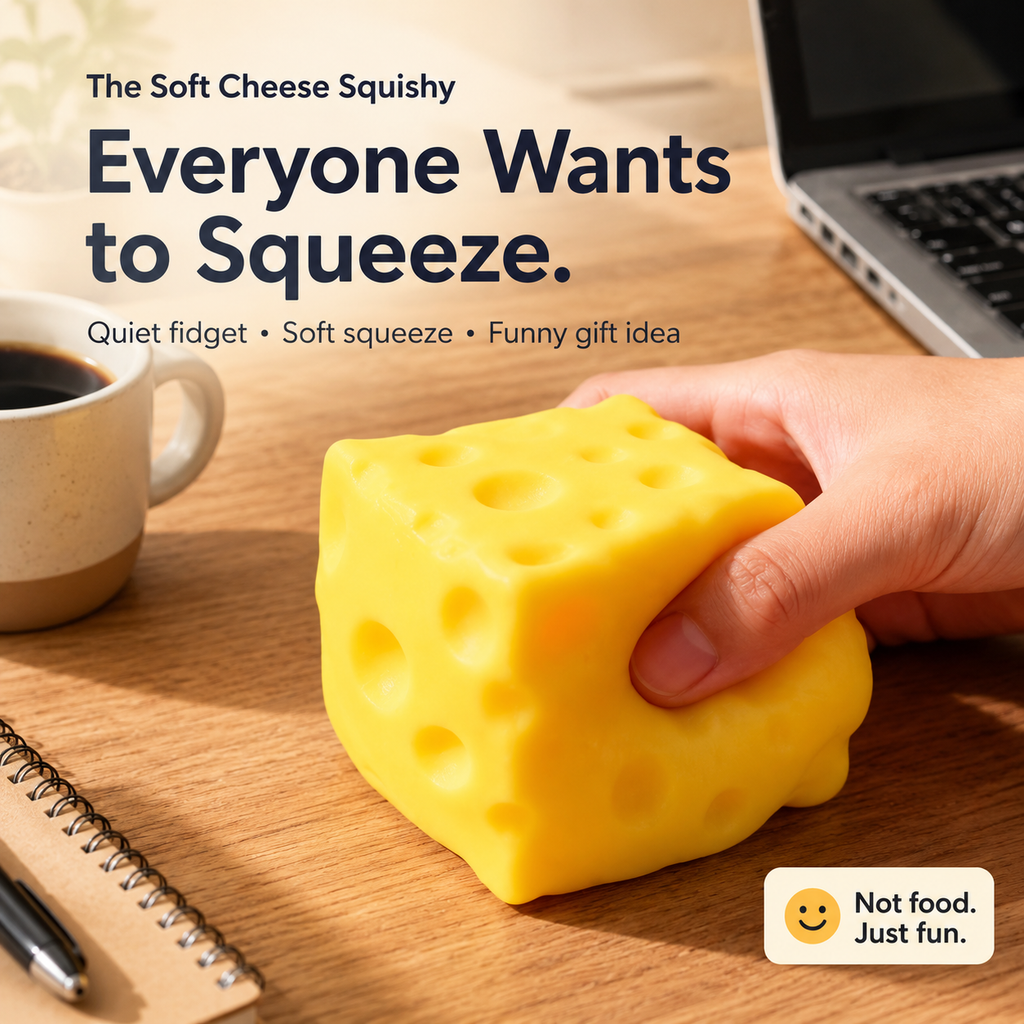 Soft Cheese Squishy Toy – The Funny Desk Fidget Everyone Wants to Squeeze
