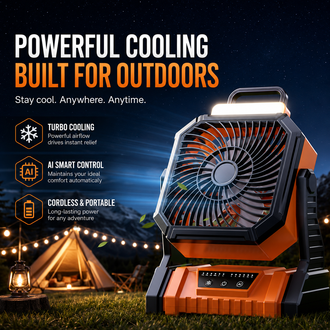 Outdoor Portable Air Cooler Fan for Camping, RVs & Power Outages