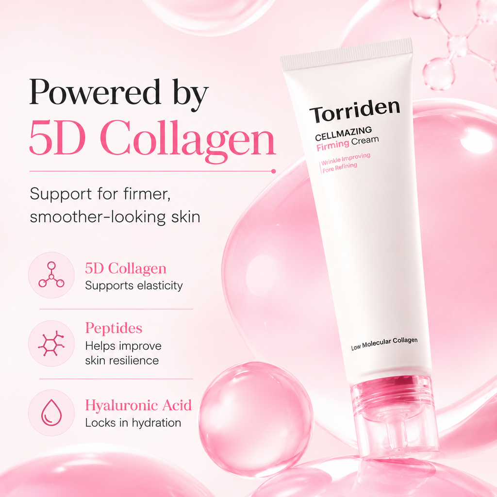 Torriden CELLMAZING Firming Cream-5D Collagen Firming Moisturizer for Mature Skin – Helps Skin Look Smoother, Plumper & More Lifted