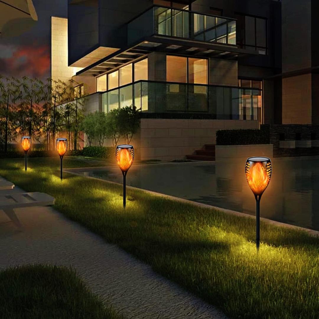 Solar Torch Lights Outdoor Waterproof | Flickering Flame LED | Garden Pathway Stake | 42 inch