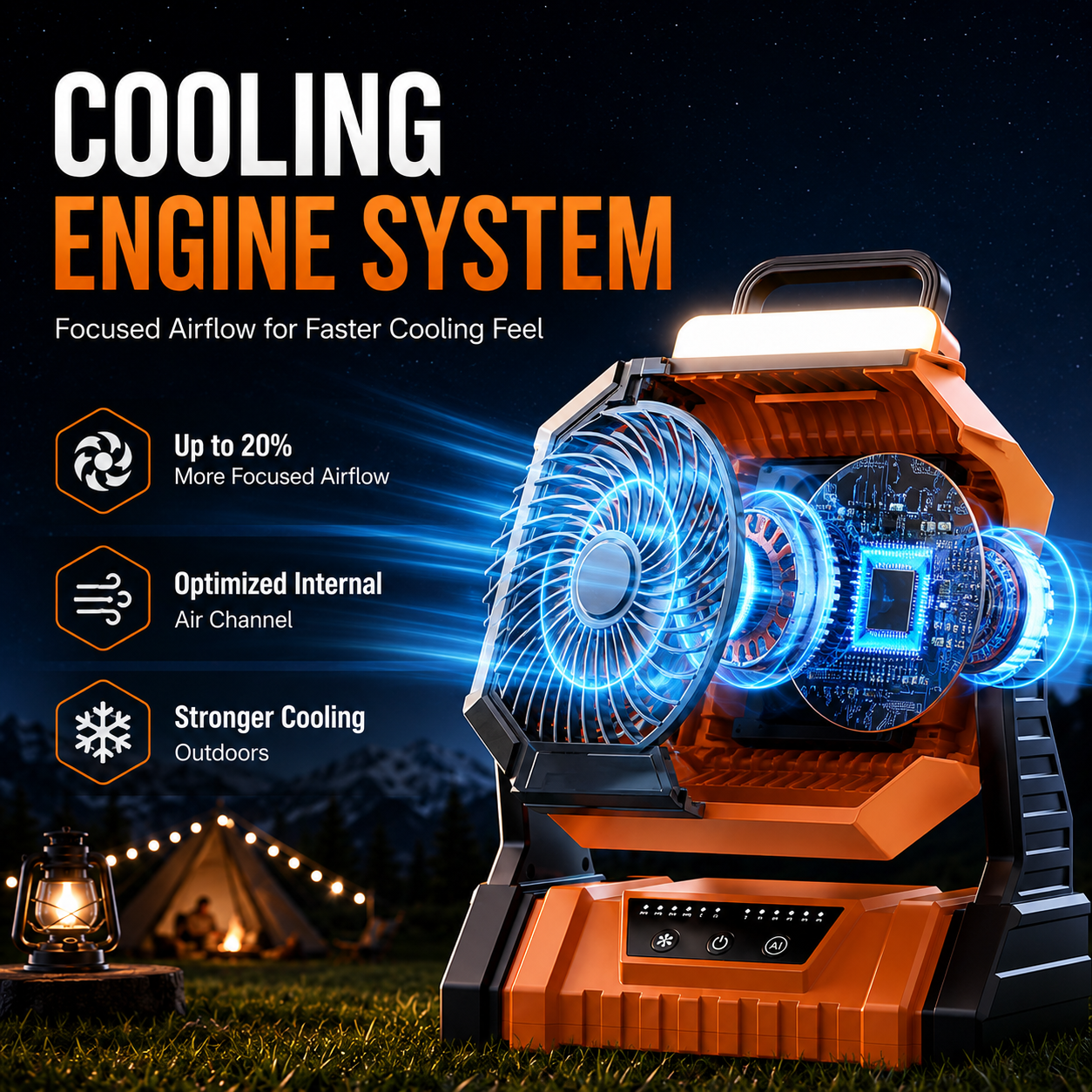 Outdoor Portable Air Cooler Fan for Camping, RVs & Power Outages