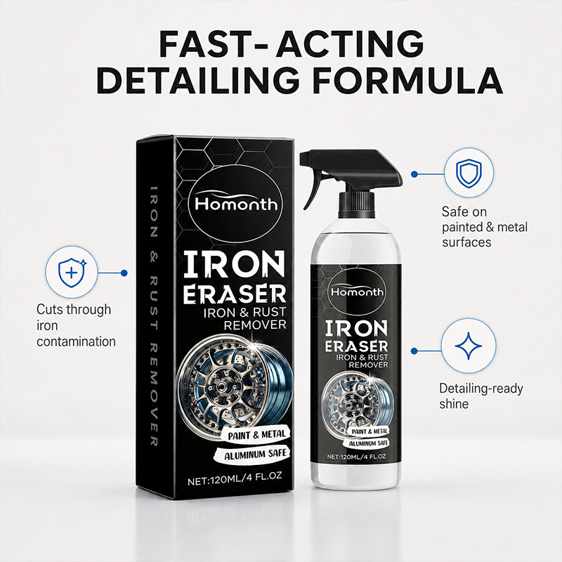 Homonth Iron Eraser Iron & Rust Remover-Fast-Acting Multi-Surface Car Cleaner for Wheels, Paint, Glass & Interior