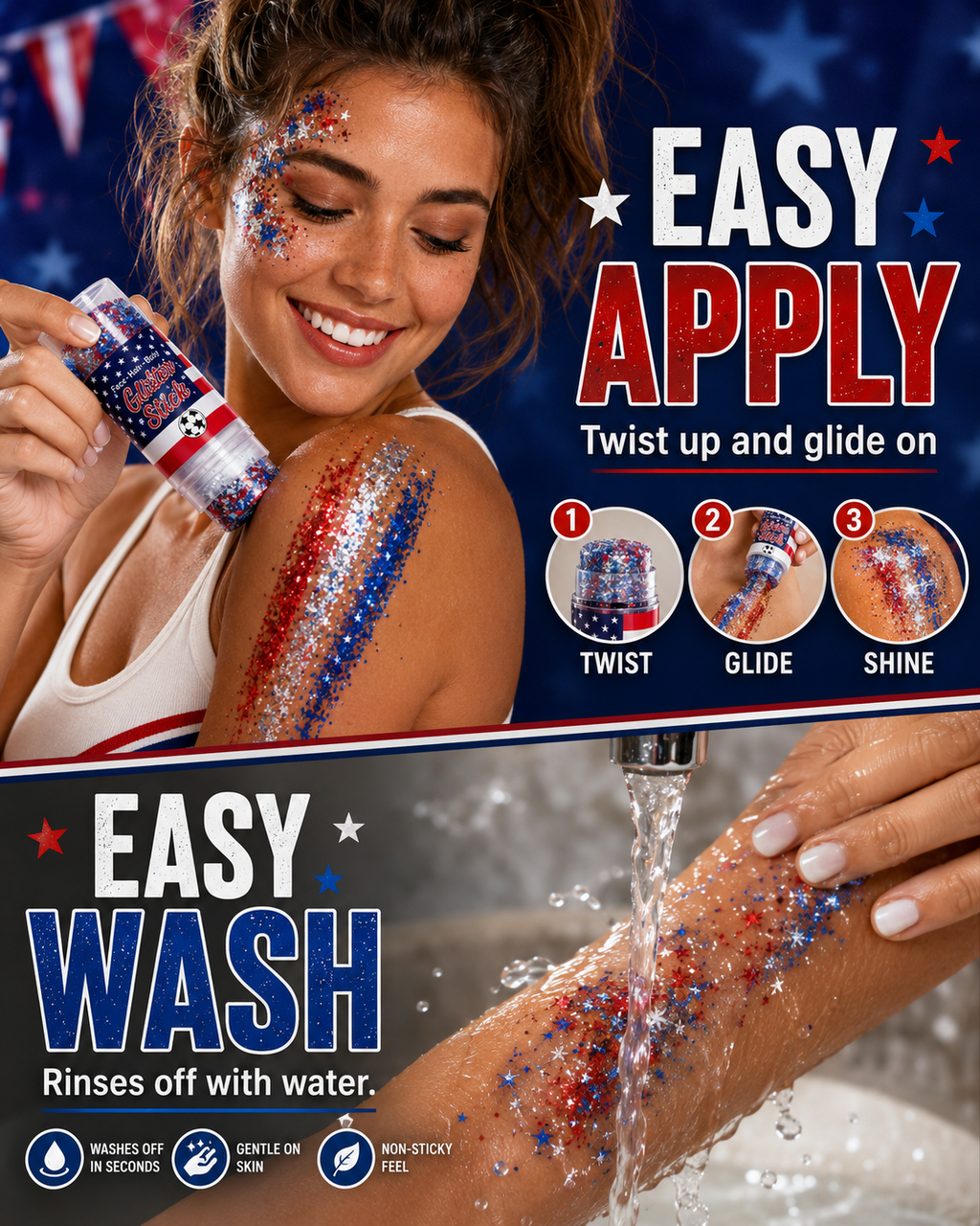 4th of July Glitter Stick | Face Hair & Body Sparkle
