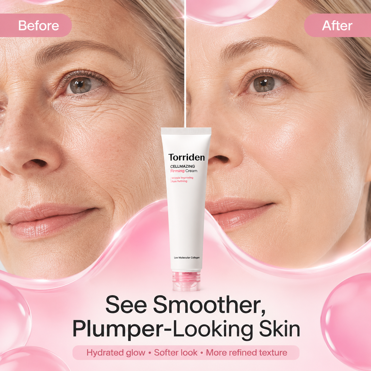 Torriden CELLMAZING Firming Cream-5D Collagen Firming Moisturizer for Mature Skin – Helps Skin Look Smoother, Plumper & More Lifted