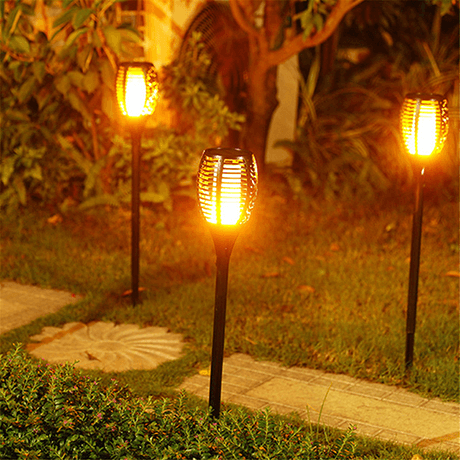 Solar Torch Lights Outdoor Waterproof | Flickering Flame LED | Garden Pathway Stake | 42 inch
