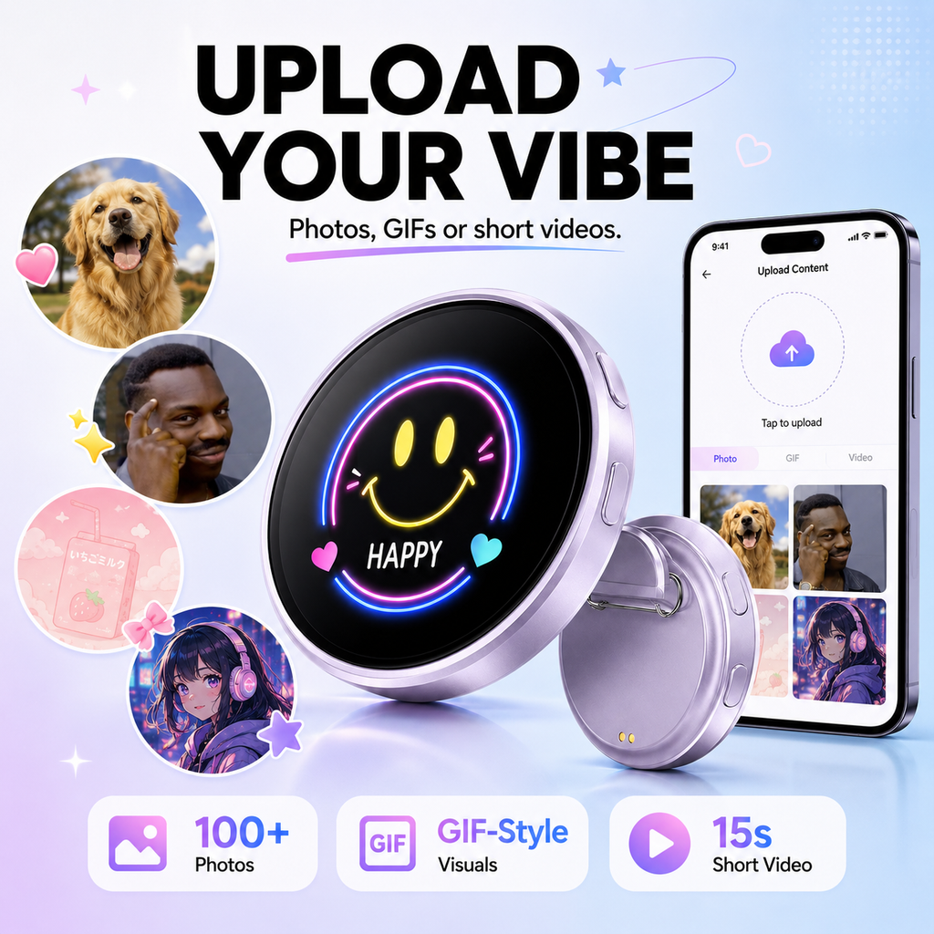 MoodSwipe™ Smart E-Badge | Custom Photo & Video Display Pin