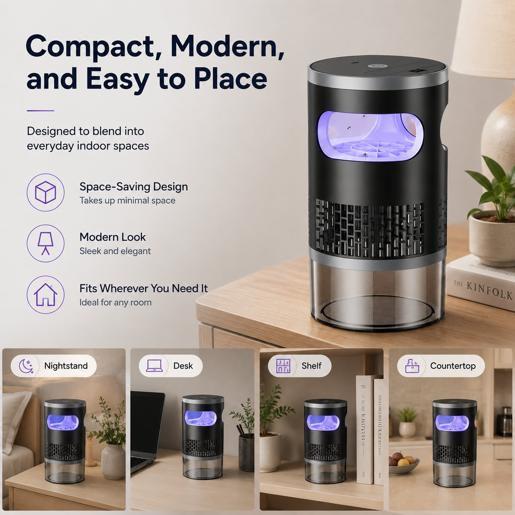 Quiet Indoor Mosquito Trap Lamp – USB Powered UV Suction Bug Catcher
