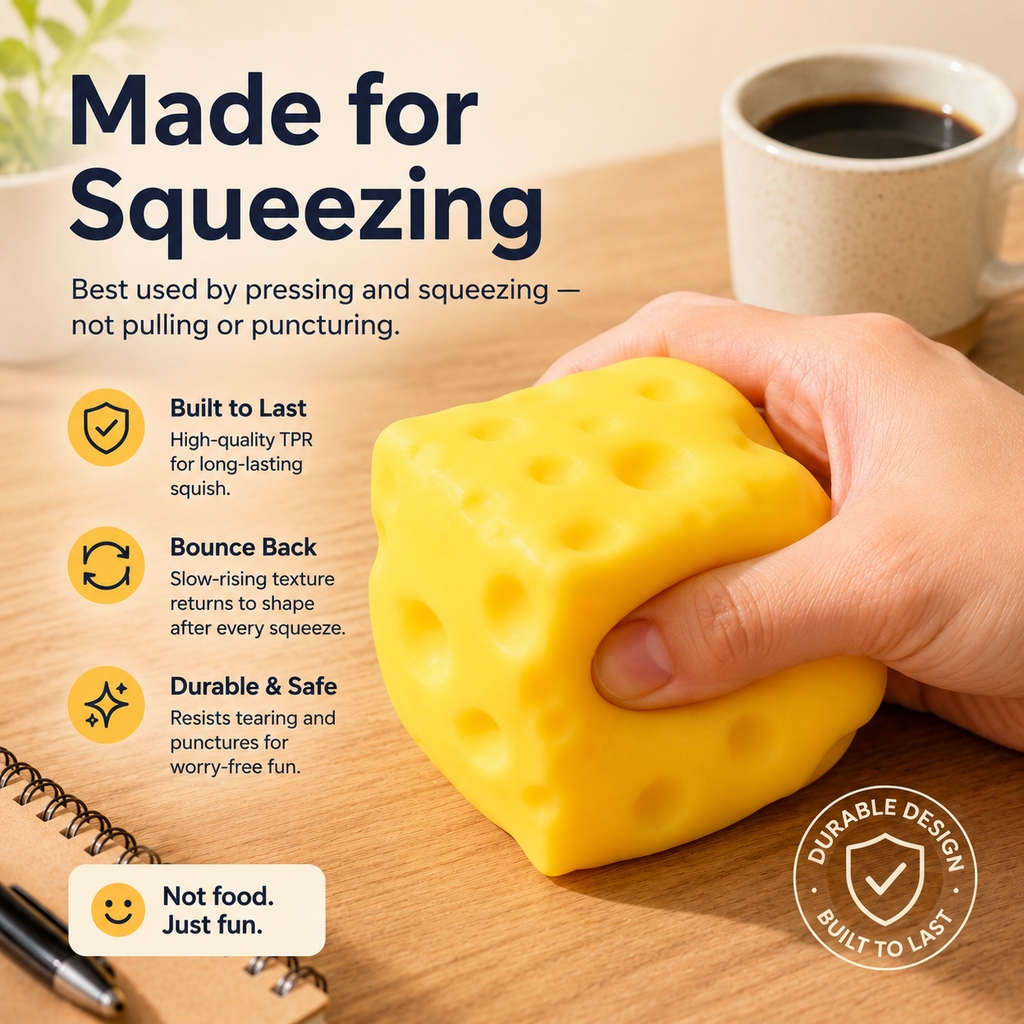 Soft Cheese Squishy Toy – The Funny Desk Fidget Everyone Wants to Squeeze