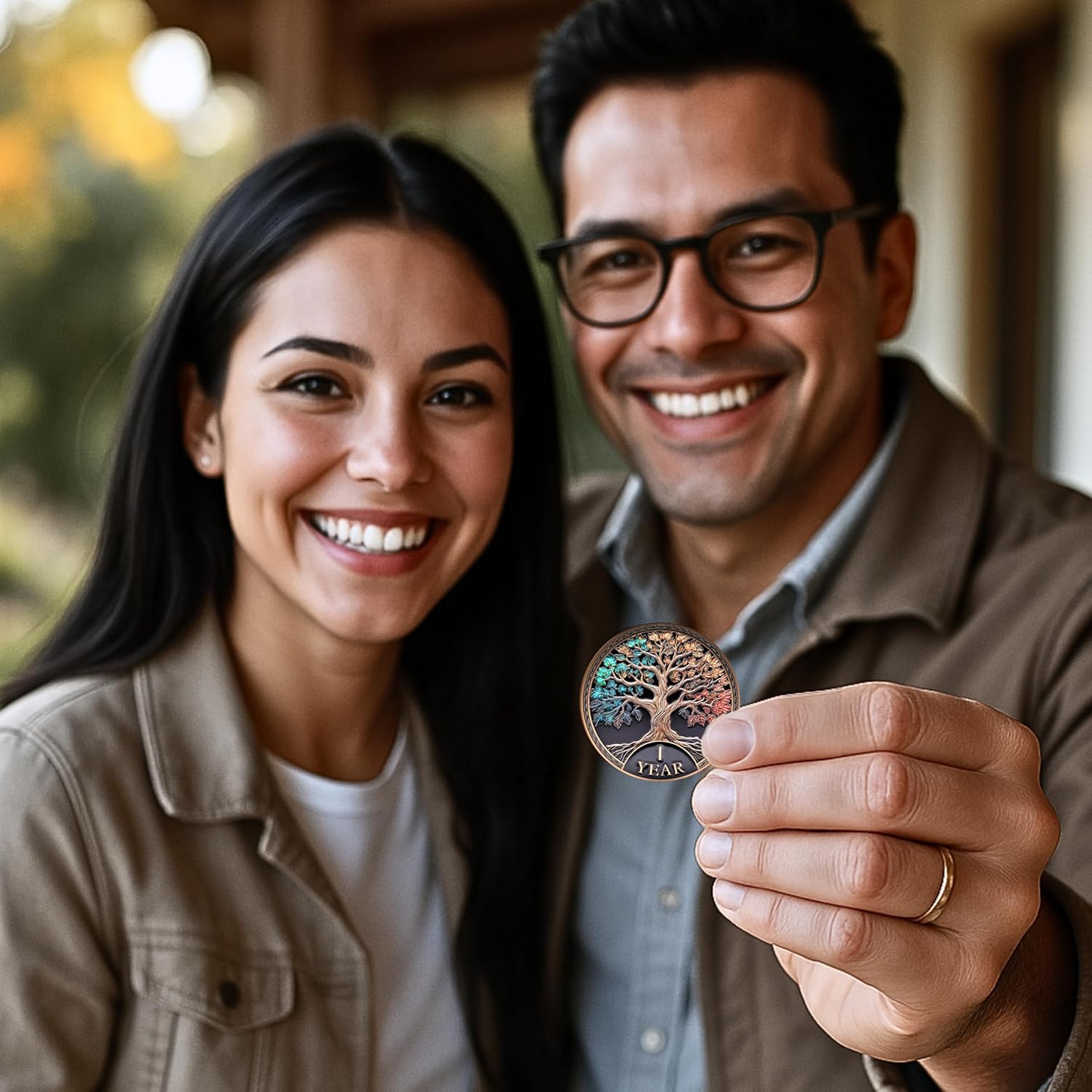 Sobriety Coin Tree of Life Gift Set | Anniversary Sobriety Gifts for Men & Women | AA Coins and Medallions with Token Capsule, Stand & Card | 3D Texture, Recovery AA Chips