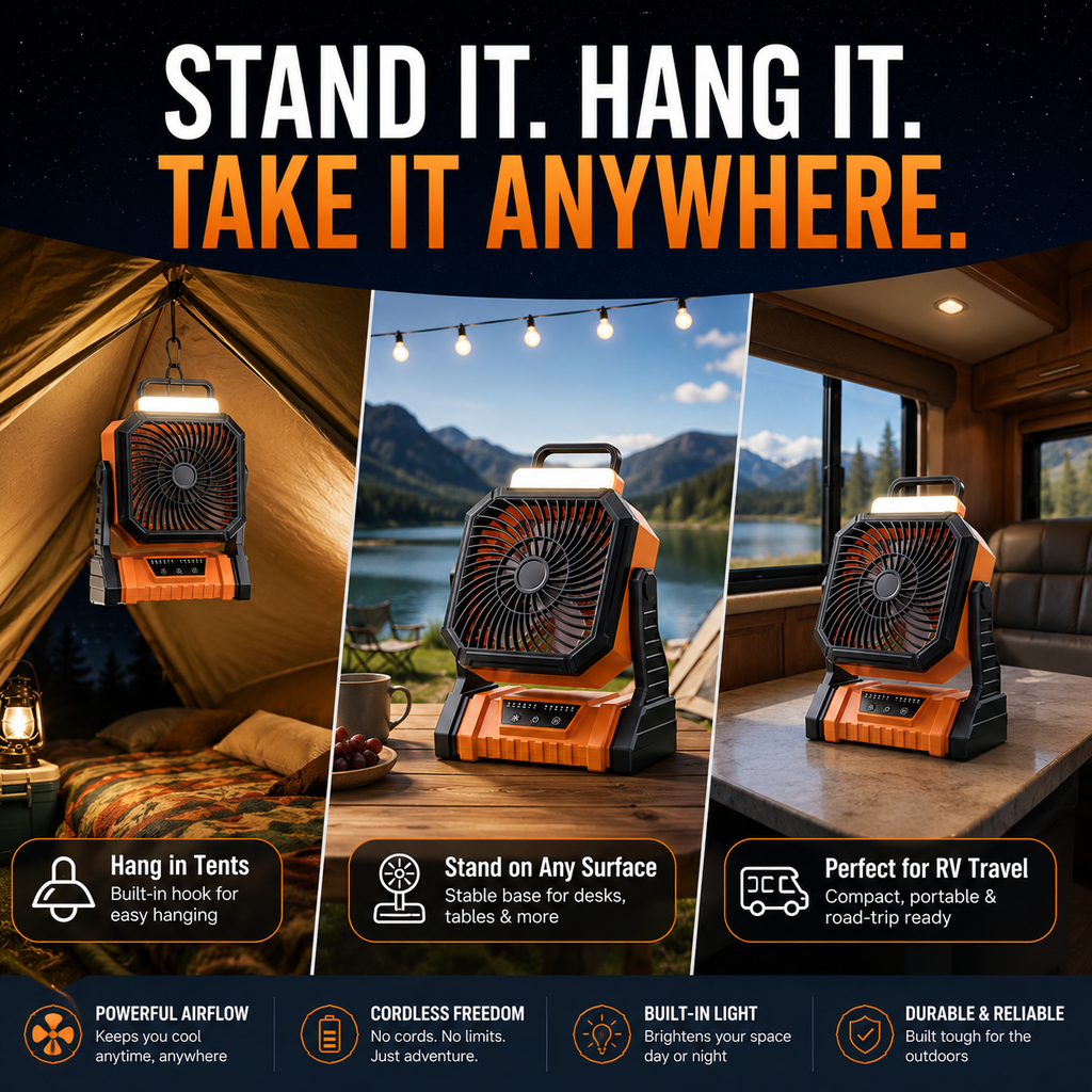 Outdoor Portable Air Cooler Fan for Camping, RVs & Power Outages