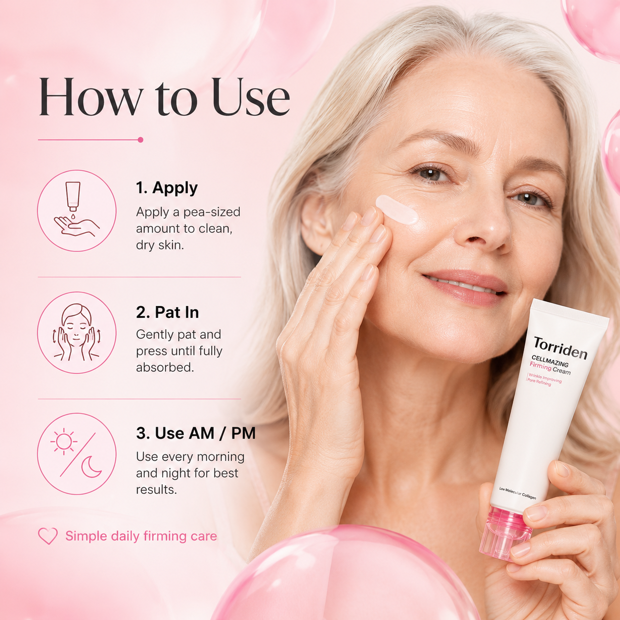 Torriden CELLMAZING Firming Cream-5D Collagen Firming Moisturizer for Mature Skin – Helps Skin Look Smoother, Plumper & More Lifted