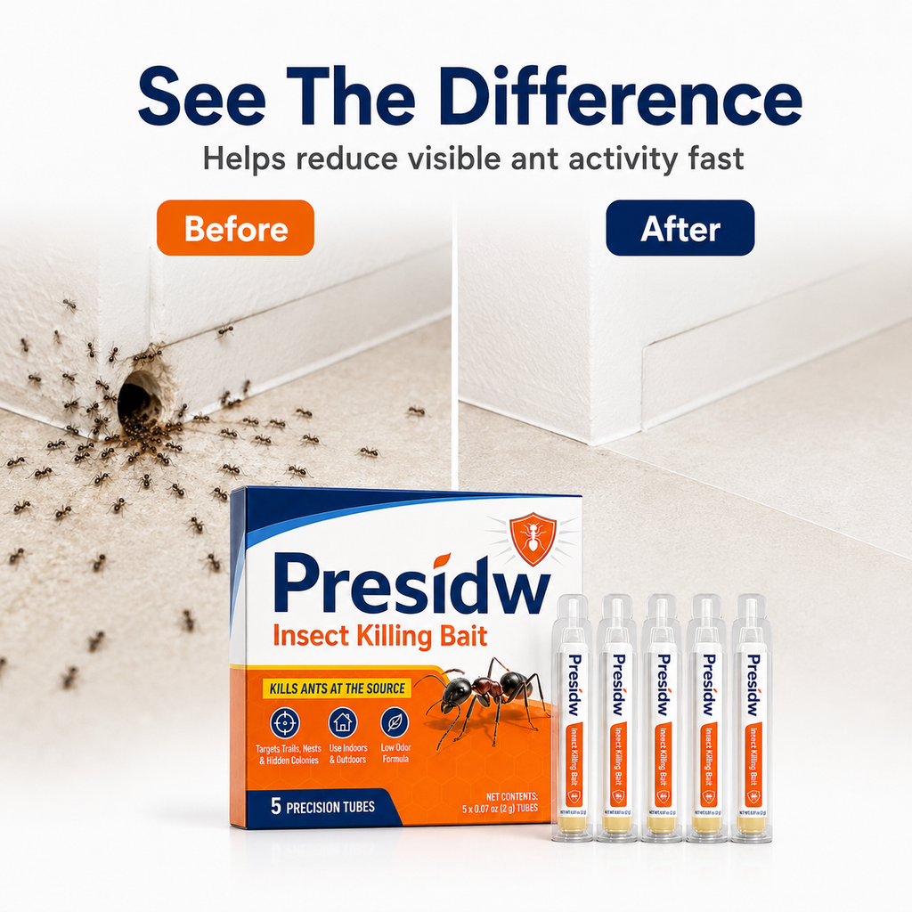 Presidw Fast-Acting Liquid Ant Bait-Precise liquid bait for ant trails, nests, cracks, patios, kitchens, garages, and garden areas.
