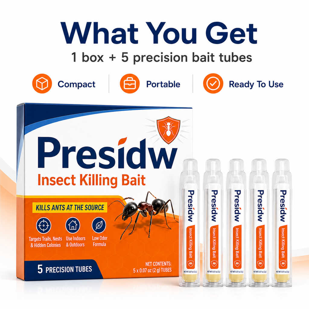 Presidw Fast-Acting Liquid Ant Bait-Precise liquid bait for ant trails, nests, cracks, patios, kitchens, garages, and garden areas.