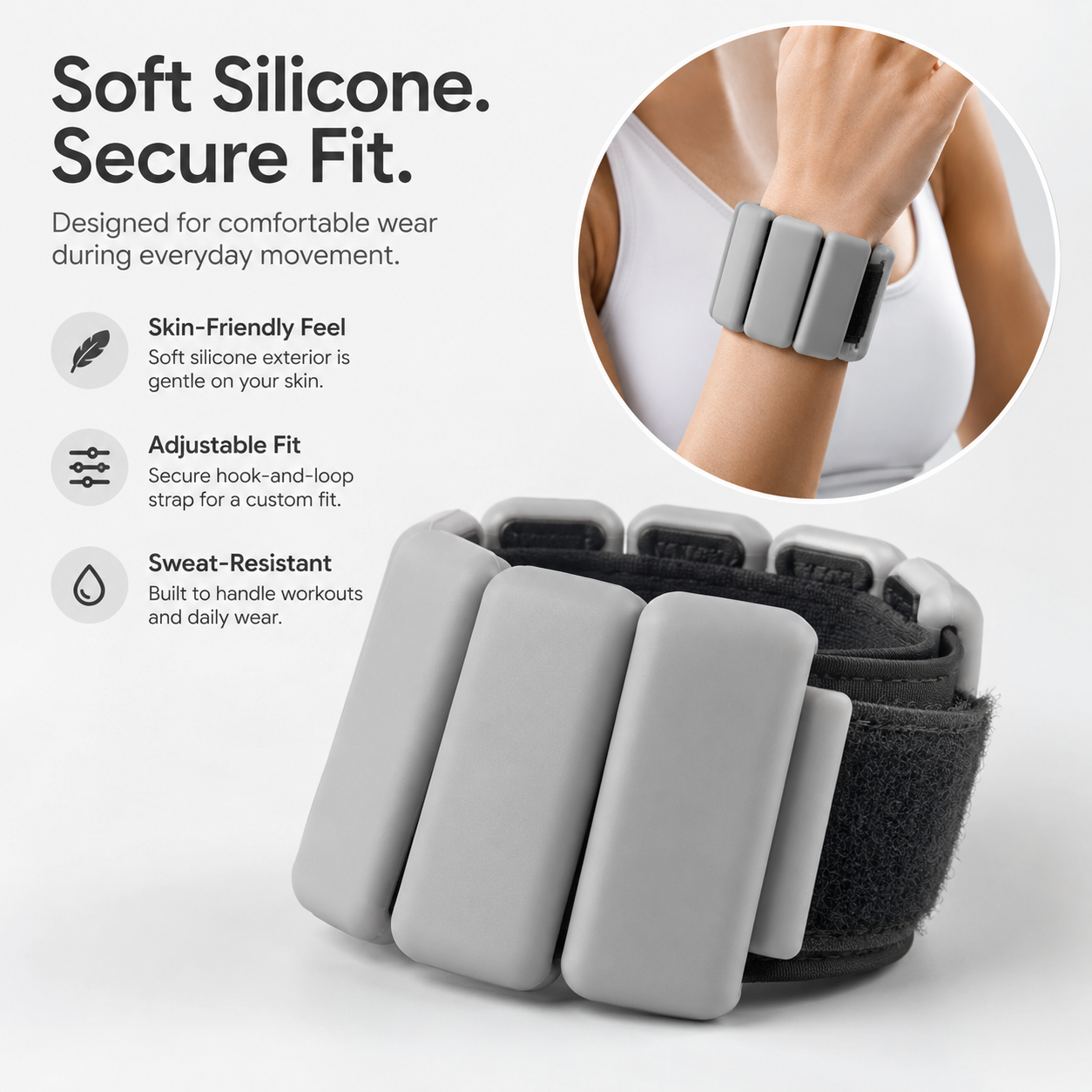 1LB Pair Silicone Weighted Bracelets – Adjustable Wrist & Ankle Weights for Walking, Yoga & Everyday Workouts