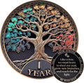 Sobriety Coin Tree of Life Gift Set | Anniversary Sobriety Gifts for Men & Women | AA Coins and Medallions with Token Capsule, Stand & Card | 3D Texture, Recovery AA Chips