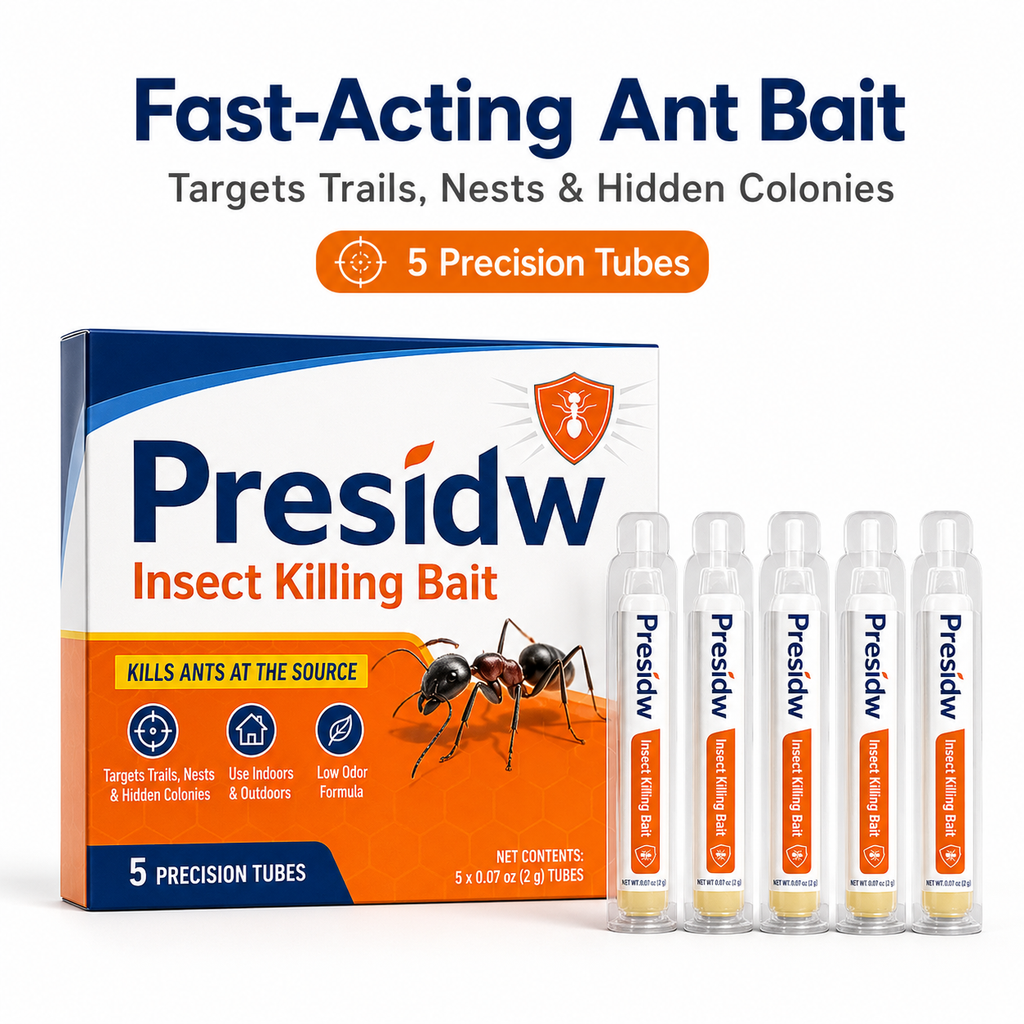 Presidw Fast-Acting Liquid Ant Bait-Precise liquid bait for ant trails, nests, cracks, patios, kitchens, garages, and garden areas.