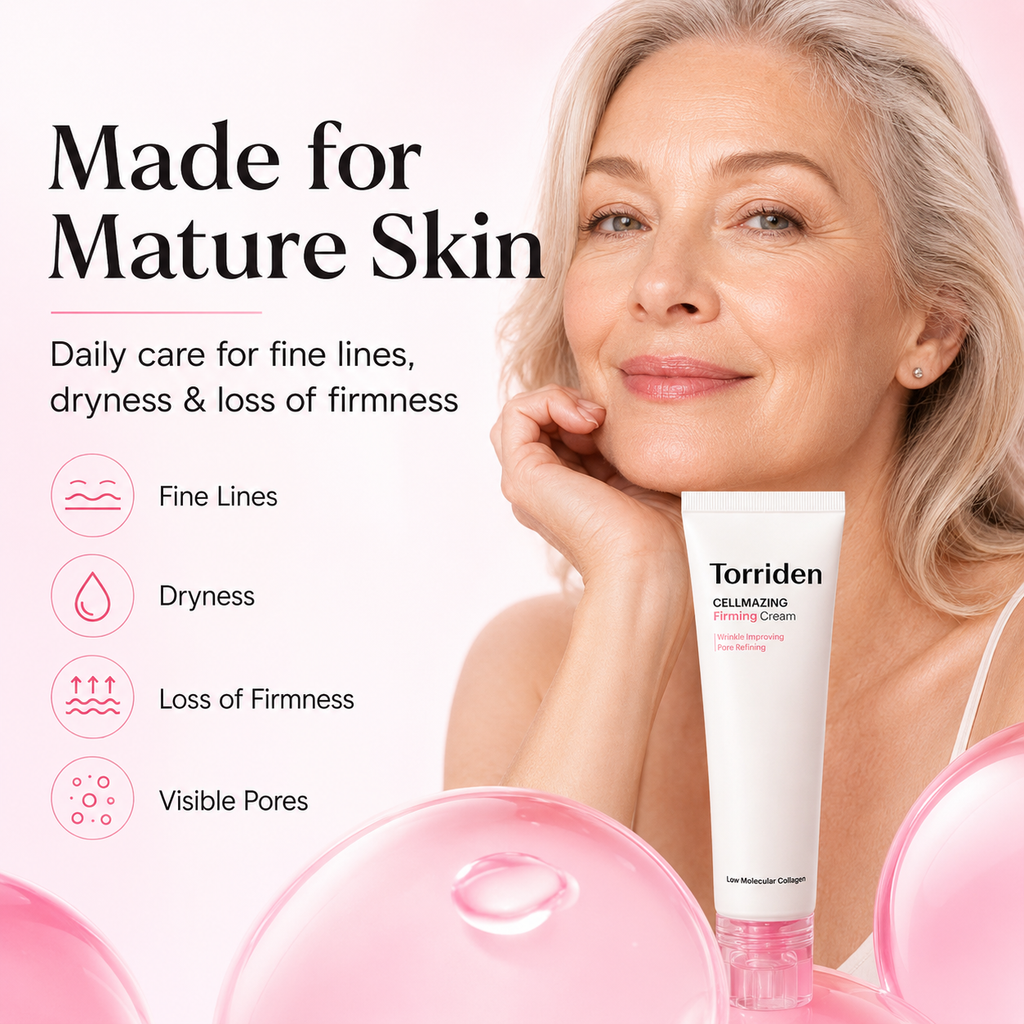 Torriden CELLMAZING Firming Cream-5D Collagen Firming Moisturizer for Mature Skin – Helps Skin Look Smoother, Plumper & More Lifted